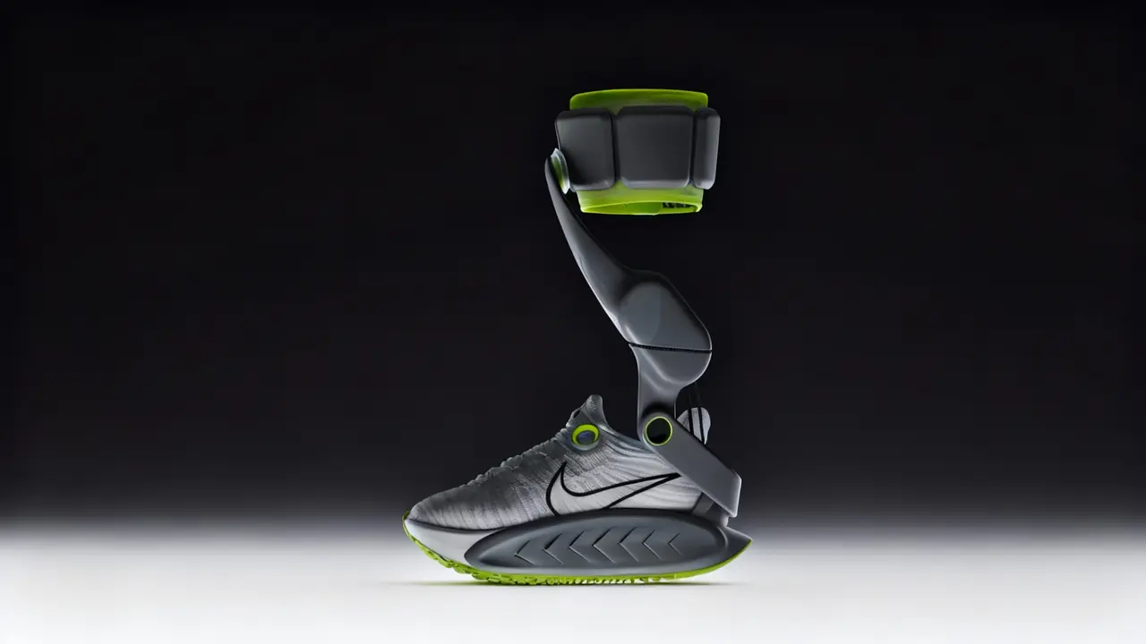 Scarpa robotica Nike Amplify con supporto meccanico per potenziare il passo